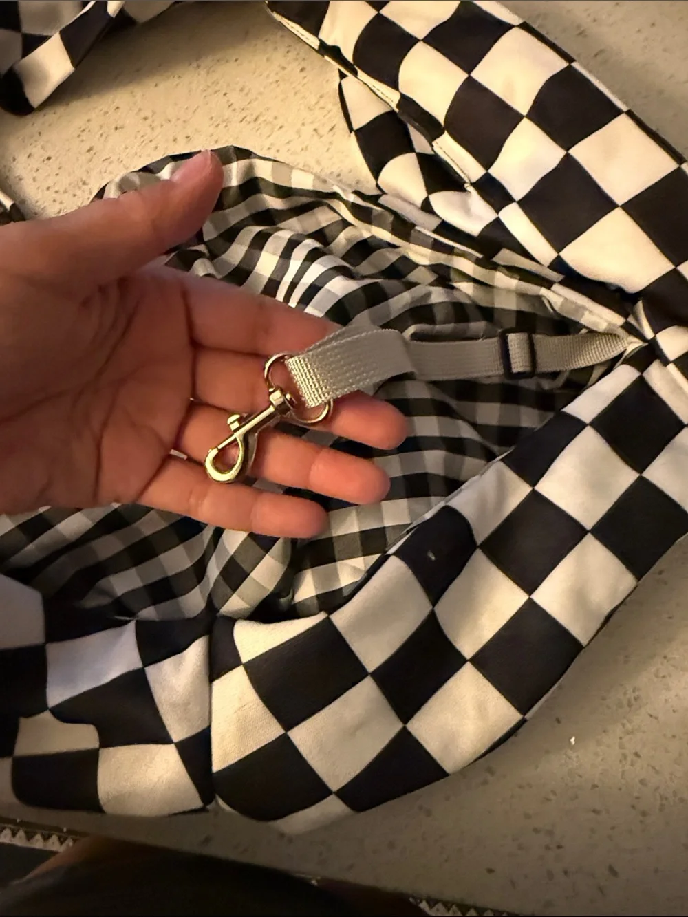 Amazon Black and White Checkered Pet Sling Carrier